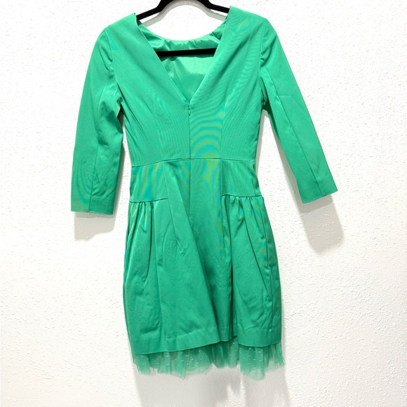 J. Crew 50 60s satin Green bubble skirt 3/4 Sleeve Dress 2 - Picture 9 of 9